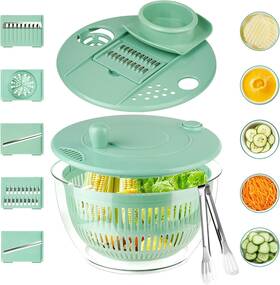 Yuanye 744759910066 Salad Spinner Large 3 In 1 Vegetable And Fruit Washing Bowl With Straine Yuanye 744759910066 Salad Spinner Large 3 In 1 Vegetable And Fruit Washing Bowl With Straine