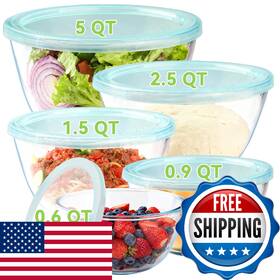 B0fwbvv2bp Yuanye 5 Pack Glass Mixing Bowls With Lids Set 5/2.5/1.5/0.9/0.6qt Thick Glas B0fwbvv2bp Yuanye 5 Pack Glass Mixing Bowls With Lids Set 5/2.5/1.5/0.9/0.6qt Thick Glas