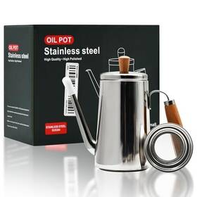 Zalaxt 717020212374 750ml Stainless Steel Oil Strainer-grease Container With Fine Strainer And Li