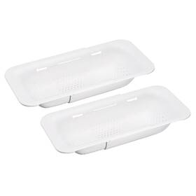 Zaplyte 724708371339 Collapsible Colander Over The Sink Strainer Extendable Basket Set White 2 Pcs