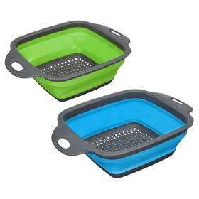 Zaplyte 724708549707 Collapsible Colander 2 Size Silicone Square Strainer Blue Large Green Small