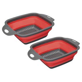Zaplyte 724708549738 2pcs Collapsible Colander Set Silicone Square Foldable Strainer Red Large