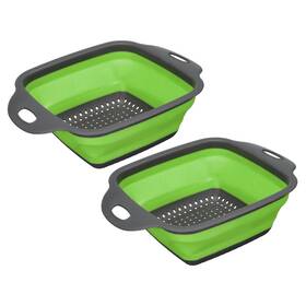 Zaplyte 724708549806 2pcs Collapsible Colander Set Silicone Square Foldable Strainer Green Small