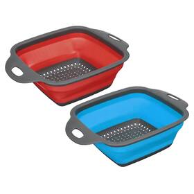 Zaplyte 724708549813 Collapsible Colander Set 2 Size Silicone Square Strainer Blue Red Small