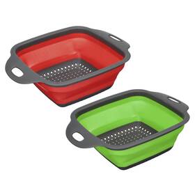 Zaplyte 724708549837 Collapsible Colander Set 2 Size Silicone Square Strainer Red Green Small