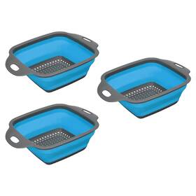 Zaplyte 724708549882 Collapsible Colander Set 3 Pcs Silicone Square Foldable Strainer - Blue Small