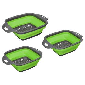 Zaplyte 724708549943 3pcs Collapsible Colander Set Silicone Foldable Strainer Green 1 Large 2 Small