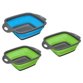 Zaplyte 724708549967 3pcs Collapsible Colander Silicone Foldable Strainer 1 Large Blue 2 Small Green