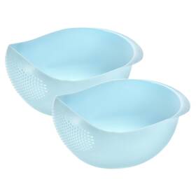 Zaplyte 745065070840 2pcs Rice Washing Filter Strainer Basket Sieve Fruit Drain Bowl Blue