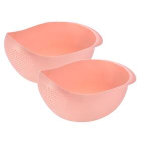 Zaplyte 745065070888 2pcs Rice Washing Filter Strainer Basket Sieve Fruit Drain Bowl Pink