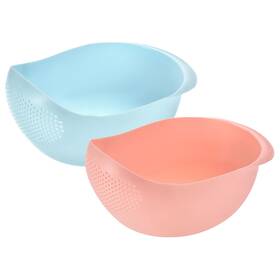 Zaplyte 745065070925 Kitchen Rice Washing Strainer Fruit Vegetable Container Drain Basket Pink Blue
