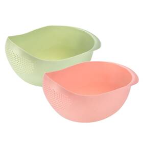 Zaplyte 745065070949 Kitchen Rice Washing Strainer Fruit Vegetable Container Drain Basket Pink Green
