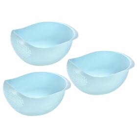 Zaplyte 745065070956 3pcs Rice Cleaning Basket Washing Vegetable Fruit Draining Bowl Blue