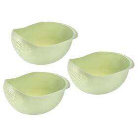 Zaplyte 745065071366 3pcs Rice Cleaning Basket Washing Vegetable Fruit Draining Bowl Green