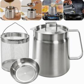 Zavoos 705353992100 304 Stainless Steel Oil Filter Pot 68 Oz Bacon Grease Container Saver With