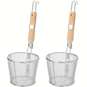 Za-pastastrainer-whandle-2p Zavoos Pasta Strainer Basket 2 Pack 5.3 Inch Dx5.1 H Stainless Steel Mesh Spider
