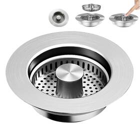Wwjlvxin5567456 Zcqgah 3-in-1 Stainless Steel Kitchen Sink Drain Strainer Pop-up Stopper With