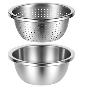 715949 Zelphvt 304 Stainless Steel Colander 4 Quart Large Capacity With Mixing Bowl B