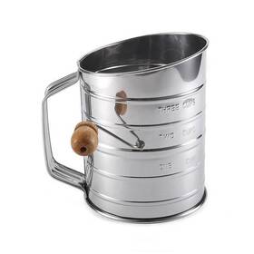 Zemensha 697521325837 Stainless Steel 3 Cups Flour Sifter For Baking Rotary Hand Crank Powdered S