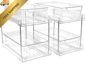 S-zz-2 Zero Zoo 2 Pack 2-tier Bathroom Under Sink Organizers And Storage Transparent S-zz-2 Zero Zoo 2 Pack 2-tier Bathroom Under Sink Organizers And Storage Transparent