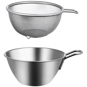 Zerodeko 95611138497843 Stainless Steel Colander With Handle And 11.70x6.30x5.60cm Silver