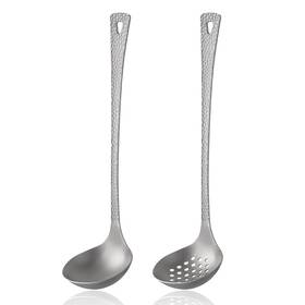 Zing Tti 763300928350 Titanium Ladle Set Reusable Metal Hot Pot With Slotted Spoon