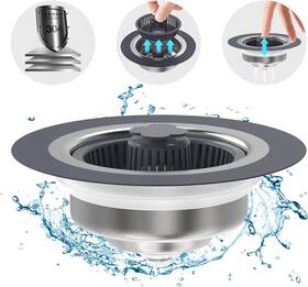 Znj002 Znjnykj 3 In 1 Kitchen Sink Drain Strainer And Stopper Combo 304 Stainless Steel B Znj002 Znjnykj 3 In 1 Kitchen Sink Drain Strainer And Stopper Combo 304 Stainless Steel B
