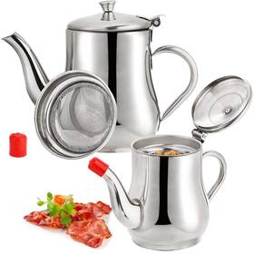 Zo-oilfilterpot-2size Zoofox 2 Pack Bacon Grease Container With Mesh Strainer 27oz 22oz Stainless Steel O