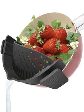 Zulay 744759433084 Clip On Strainer For Pots Pan Pasta Silicone Food Hands-free