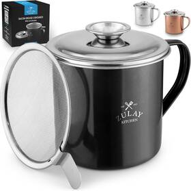 Zulay Kitchen 726084916388 Bacon Grease Strainer - 1l Stainless Steel Cooking Oil Container W