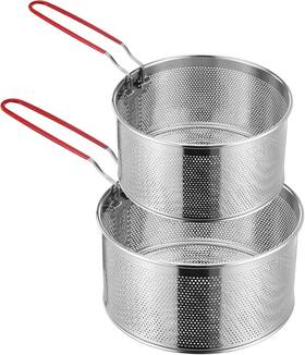 Zyghjort 445022674601 Stainless Steel Pasta Strainer Basket Removable Handle For Draining Frying
