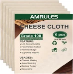 Amrules Cheese Cloths For Straining, 6PCS 20X20 Inch Grade 100 Cloth, Reu. Fixed Price $7.00.