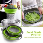 Silicone Folding Drain Basket Collapsible Colander Fruit Vegetable Strainer. Fixed Price $5.78.