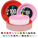 Exquisite Red & Pink Mixed Paper Plates - 7" 9", 200 Pack (100 Each), 350 Gsm. Fixed Price $54.61.