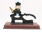 Vintage Heavy Hand Painted Cast Iron Wood Base Soldier. Fixed Price $22.99.