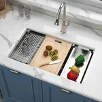 Ghomeg Undermount Kitchen Sink 30X18 Workstation Stainless. Fixed Price $240.14.