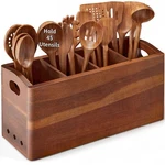 Natural Acacia Wood Utensil Holder For Kitchen Counter (x-large), 4 Compartme.... Fixed Price $57.31.