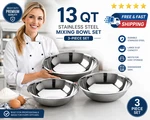 New Update International 13 Qt Stainless Steel Mixing Bowl - Free Shipping 3P. Fixed Price $20.59.