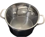 Calphalon Stainless Steel 6QT Stock Pot With Glass Strainer Lid. Fixed Price $43.00.