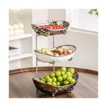 3-TIER Fruit Bowls For Kitchen Counter,ceramic With Silver... Fast Usa Ship. Fixed Price $61.59.