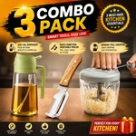 3PCS Kitchen Combo Pack Oil Sprayer Peeler Garlic Chopper Cooking Tool Set. Fixed Price $24.99.