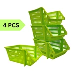 Macro Giant Stackable Storage Baskets 8L Set Of 4 Plastic Organizer Green. Fixed Price $19.90.