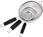 Makerstep Fine Mesh Strainer Set Of 3, Stainless With Insulated Handle. Fixed Price $24.64.