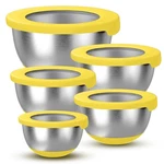 Kiteiscat Stainless Steel Mixing Bowls With Lids Set Of 5 Standard, Yellow. Fixed Price $61.38.
