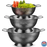 Bokon Pcs Stainless Steel Colander Set Bowl Sieves 1/3/5 Quart Me. Fixed Price $58.54.