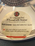 Norpro Stainless Steel Kitchen Funnel 5 Inch Food Grade Removable Strainer. Fixed Price $15.95.