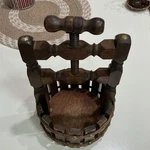 Vintage/retro Wooden Screw-type Nutcracker Press W/ Metal Bands, Brown. Fixed Price $25.00.