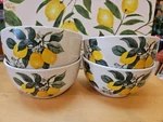 4 Lemon Print Bowls Soup Cereal Salad 5.5" Tuscan Summer Fresco Royal Norfolk. Fixed Price $20.00.