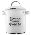 Auldhome White Enamel Bacon Grease Container With Strainer Lid Keto Friendly. Fixed Price $18.90.