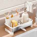 Sponge Holder Kitchen Sink Caddy Organizer W/ Removable Brush White. Fixed Price $32.17.